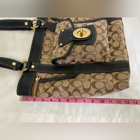 Coach Vintage Legacy 65th Anniversary Gigi turnlock tote bag,brown,black leather - Picture 12 of 16